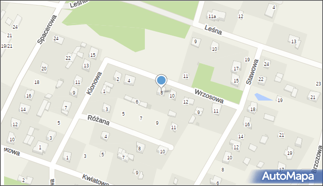 Strumiany, Wrzosowa, 8, mapa Strumiany