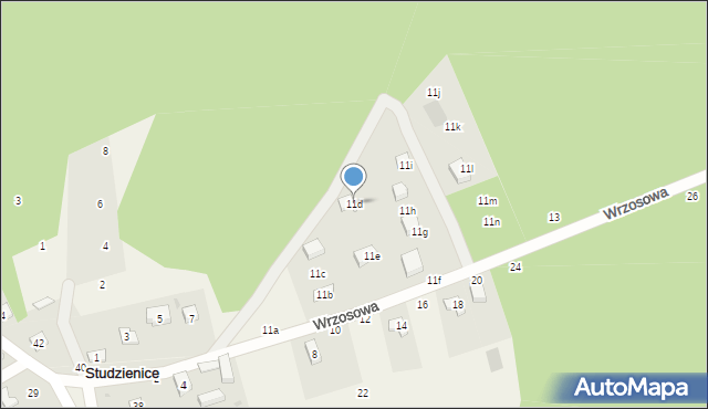 Studzienice, Wrzosowa, 11d, mapa Studzienice