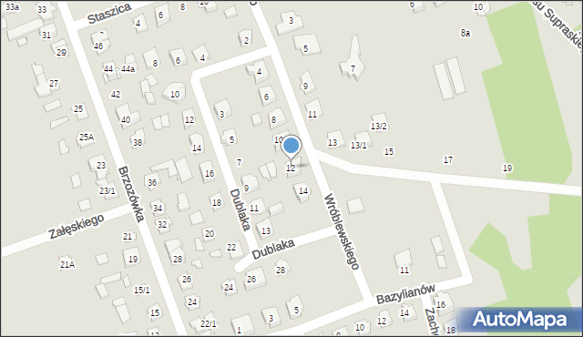 Supraśl, Wróblewskiego Walerego, gen., 12, mapa Supraśl