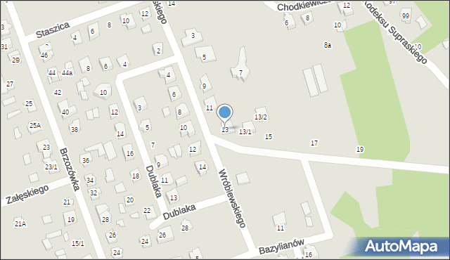 Supraśl, Wróblewskiego Walerego, gen., 13, mapa Supraśl