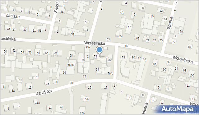 Swarzędz, Wrzesińska, 74a, mapa Swarzędz