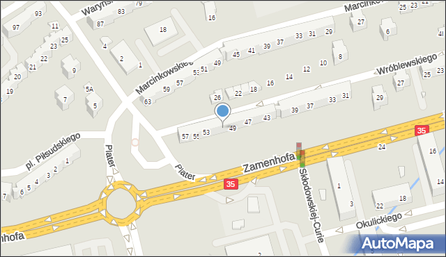 Świdnica, Wróblewskiego Walerego, gen., 51, mapa Świdnicy