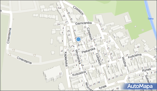 Szamotuły, Wroniecka, 16, mapa Szamotuły