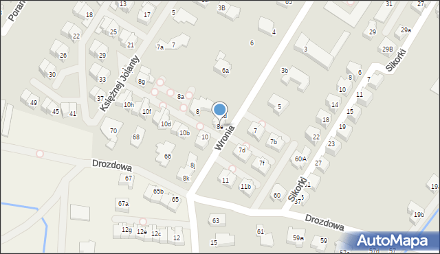 Szczecin, Wronia, 8e, mapa Szczecina