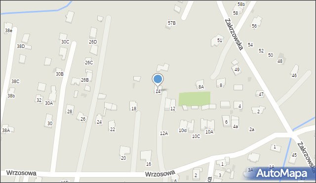 Tarnobrzeg, Wrzosowa, 14, mapa Tarnobrzegu