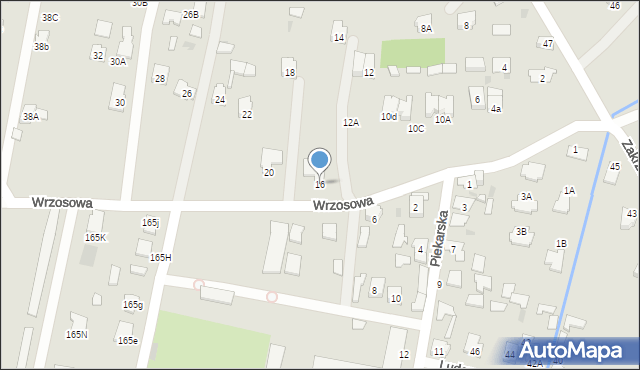 Tarnobrzeg, Wrzosowa, 16, mapa Tarnobrzegu