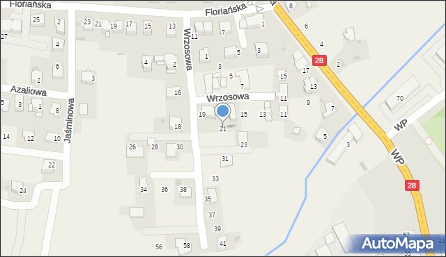 Tomice, Wrzosowa, 21, mapa Tomice