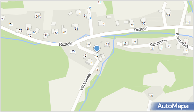 Tresna, Wrzosowa, 1, mapa Tresna