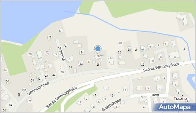 Tuczno, Wronczyńska, 26, mapa Tuczno