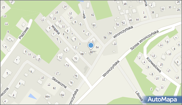 Tuczno, Wronczyńska, 66, mapa Tuczno