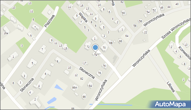 Tuczno, Wronczyńska, 74, mapa Tuczno