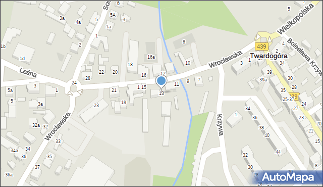 Twardogóra, Wrocławska, 13, mapa Twardogóra