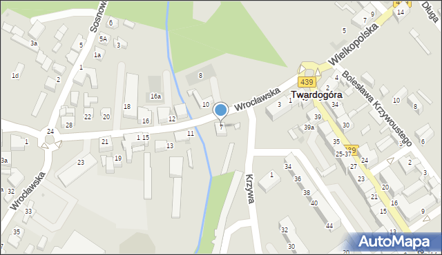 Twardogóra, Wrocławska, 7, mapa Twardogóra