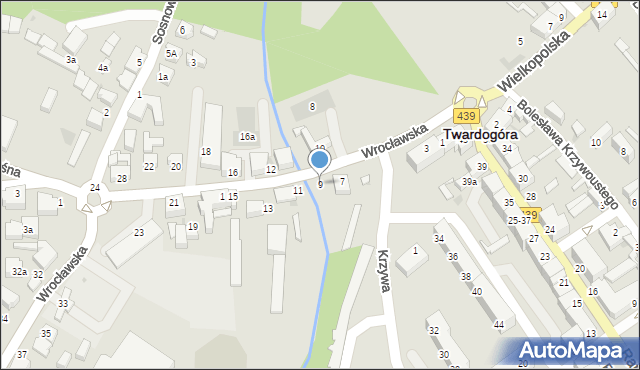 Twardogóra, Wrocławska, 9, mapa Twardogóra