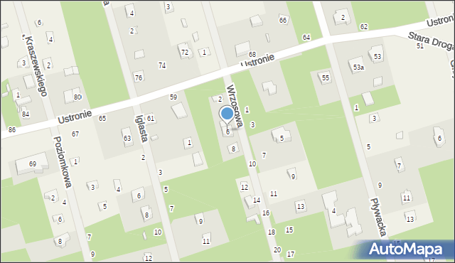 Ustronie, Wrzosowa, 6, mapa Ustronie
