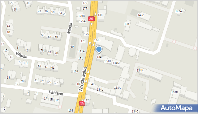 Wałbrzych, Wrocławska, 134, mapa Wałbrzycha