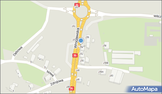 Wałbrzych, Wrocławska, 154, mapa Wałbrzycha