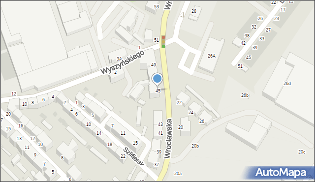 Wałbrzych, Wrocławska, 45, mapa Wałbrzycha