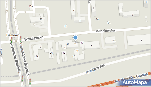 Warszawa, Wrocławska, 4C, mapa Warszawy