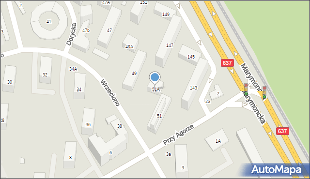 Warszawa, Wrzeciono, 51A, mapa Warszawy