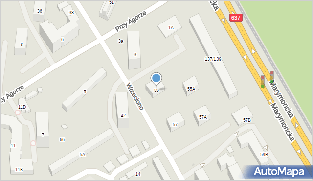 Warszawa, Wrzeciono, 55, mapa Warszawy