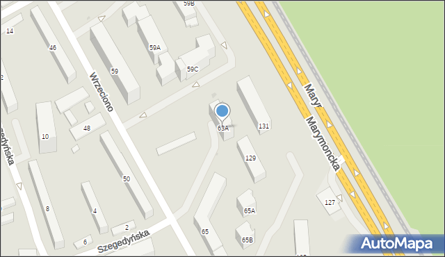 Warszawa, Wrzeciono, 63A, mapa Warszawy