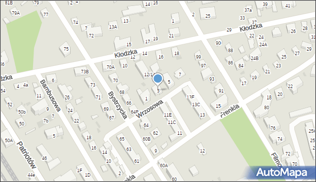 Warszawa, Wrzosowa, 3, mapa Warszawy