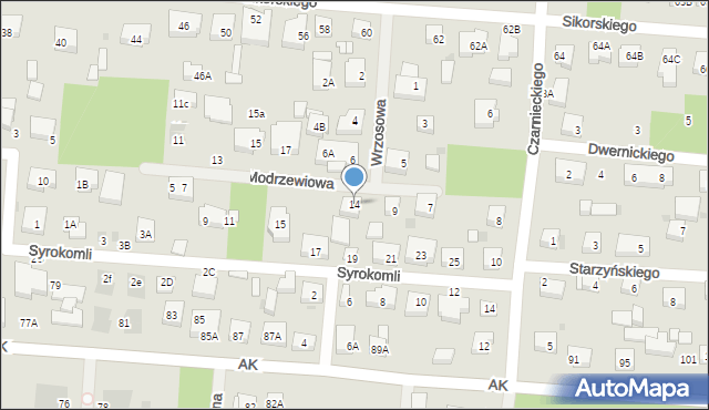 Warszawa, Wrzosowa, 14, mapa Warszawy