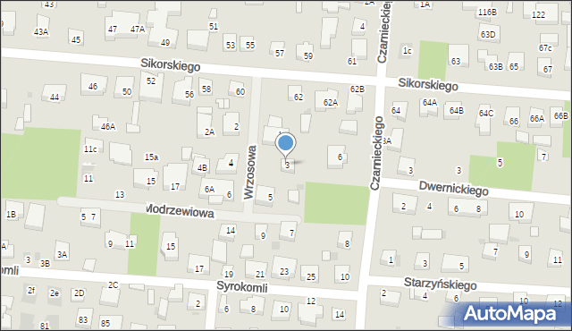 Warszawa, Wrzosowa, 3, mapa Warszawy