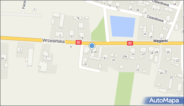 Węgierki, Wrzesińska, 7, mapa Węgierki