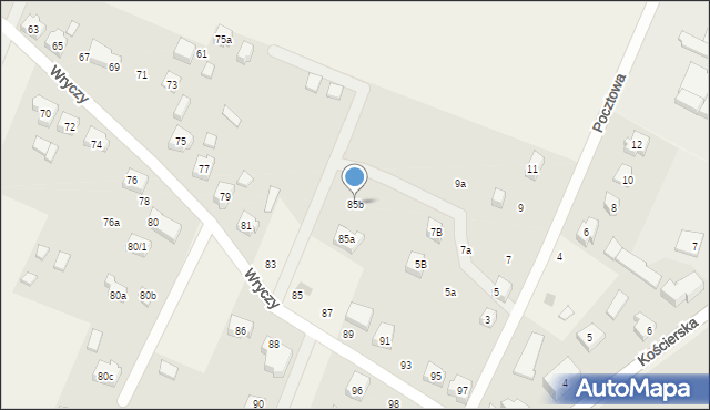 Wiele, Wryczy, ks. płk., 85b, mapa Wiele