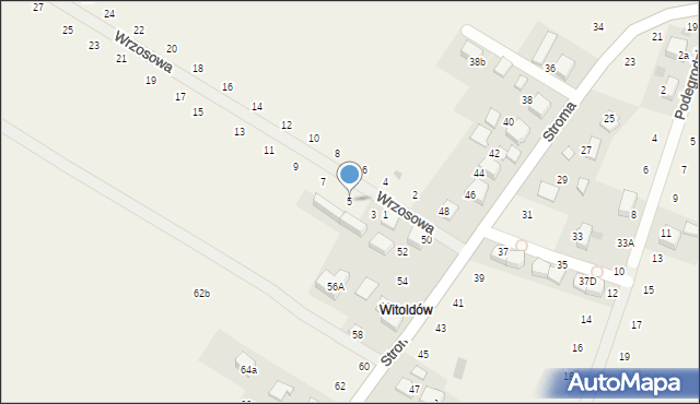 Wielka Wieś, Wrzosowa, 5, mapa Wielka Wieś