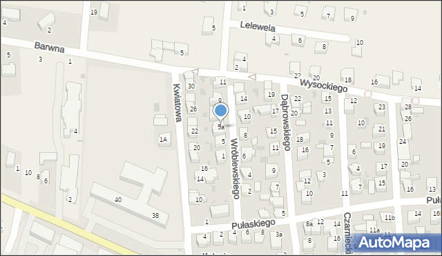 Wieluń, Wróblewskiego Walerego, gen., 5a, mapa Wieluń