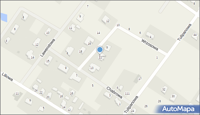 Wikielec, Wrzosowa, 11, mapa Wikielec