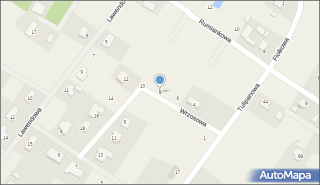 Wikielec, Wrzosowa, 8, mapa Wikielec