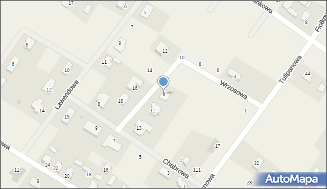 Wikielec, Wrzosowa, 9, mapa Wikielec