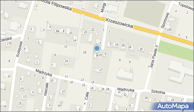 Wola Filipowska, Wrzosowa, 6, mapa Wola Filipowska