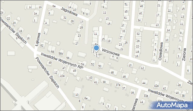 Wołów, Wrzosowa, 1, mapa Wołów