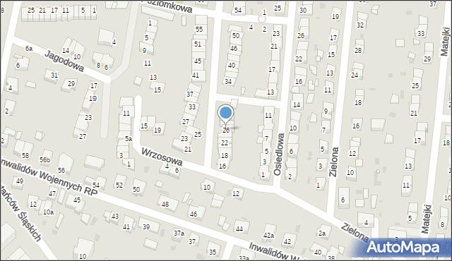 Wołów, Wrzosowa, 26, mapa Wołów