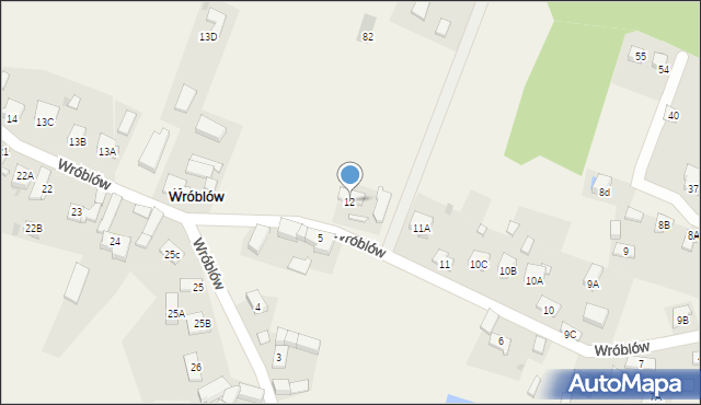 Wróblów, Wróblów, 12, mapa Wróblów