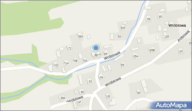 Wróblowa, Wróblowa, 69, mapa Wróblowa