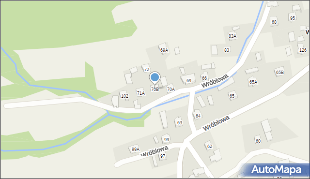 Wróblowa, Wróblowa, 70B, mapa Wróblowa
