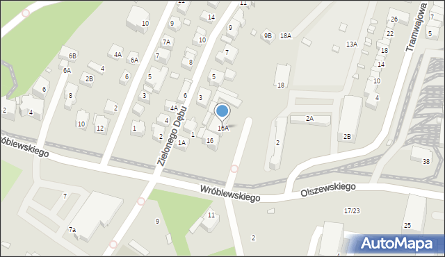 Wrocław, Wróblewskiego Zygmunta, gen., 16A, mapa Wrocławia