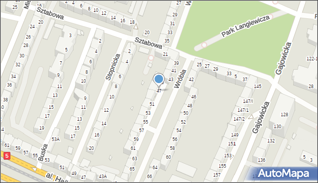 Wrocław, Wróbla, 47, mapa Wrocławia