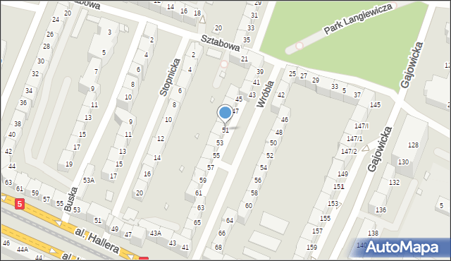 Wrocław, Wróbla, 51, mapa Wrocławia