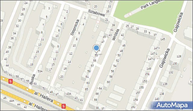 Wrocław, Wróbla, 53, mapa Wrocławia