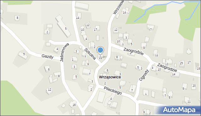 Wrząsowice, Wrzosowa, 11, mapa Wrząsowice