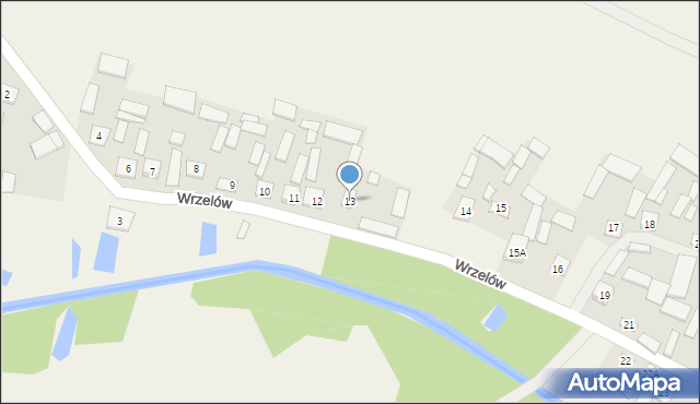 Wrzelów, Wrzelów, 13, mapa Wrzelów