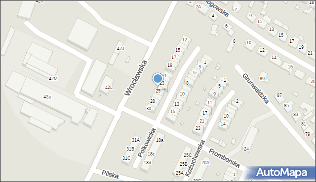 Września, Wrocławska, 25, mapa Wrześni