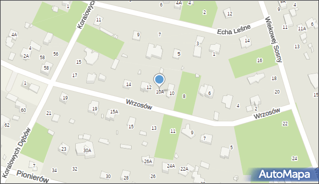 Zalesie Górne, Wrzosów, 10A, mapa Zalesie Górne